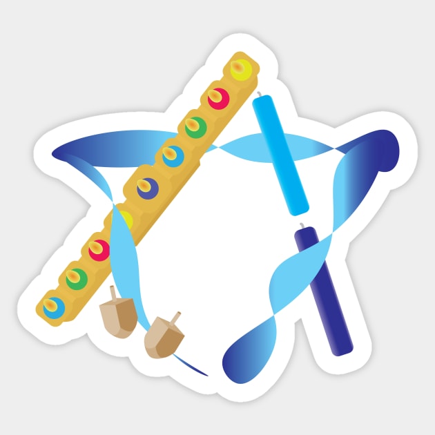 Hanukkah Menorah Star of David Sticker by sigdesign